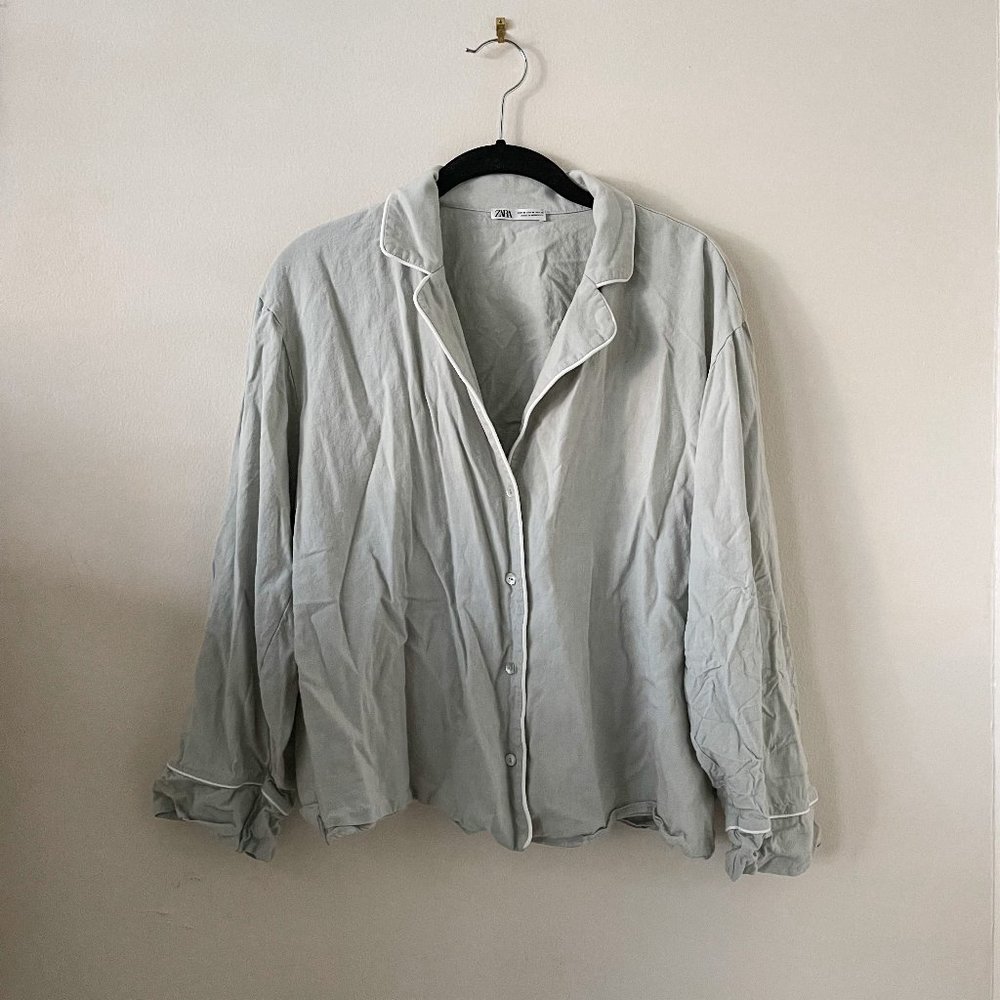 Zara Womens Mint Green Button Down Top